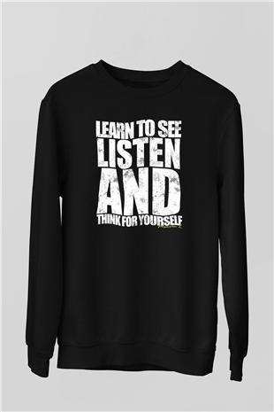 Malcolm X James Baskılı Unisex Siyah Sweatshirt