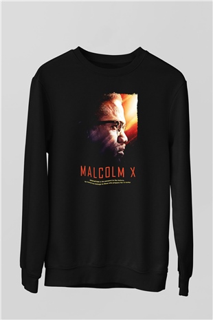 Malcolm X James Baskılı Unisex Siyah Sweatshirt