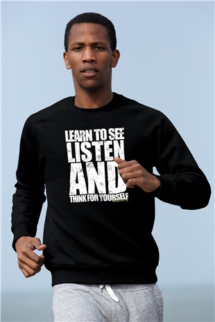 Malcolm X James Baskılı Unisex Siyah Sweatshirt