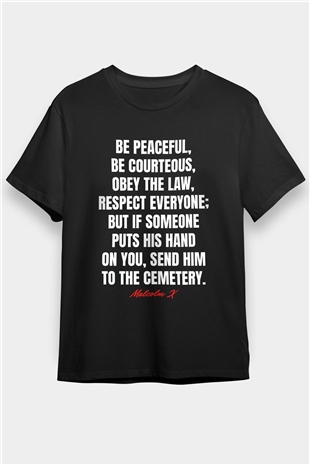 Malcolm X James Baskılı Unisex Siyah Tişört - Tshirt