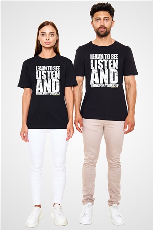 Malcolm X James Baskılı Unisex Siyah Tişört - Tshirt