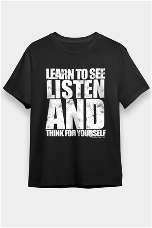 Malcolm X James Baskılı Unisex Siyah Tişört - Tshirt