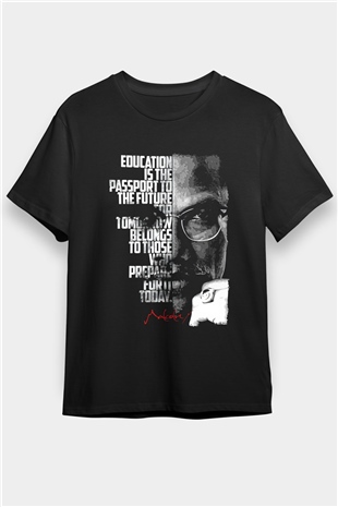 Malcolm X James Baskılı Unisex Siyah Tişört - Tshirt