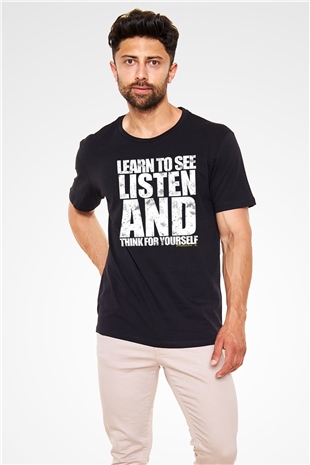 Malcolm X James Baskılı Unisex Siyah Tişört - Tshirt