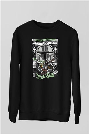 Mandalor Baskılı Unisex Siyah Sweatshirt