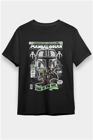 Mandalor Baskılı Unisex Siyah Tişört