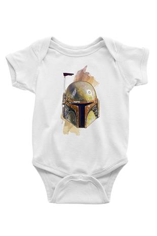 Mandalorian Baskılı Beyaz Unisex Bebek Body - Zıbın