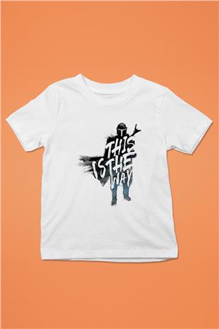 Mandalorian Baskılı Beyaz Unisex Beyaz Çocuk Tişört - Tshirt