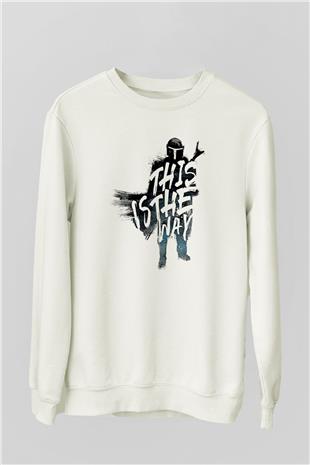 Mandalorian Baskılı Beyaz Unisex Sweatshirt