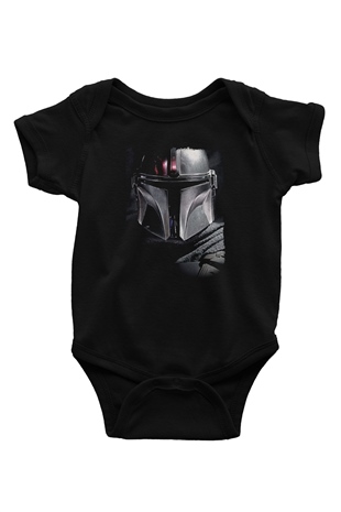 Mandalorian Baskılı Unisex Siyah Bebek Body - Zıbın