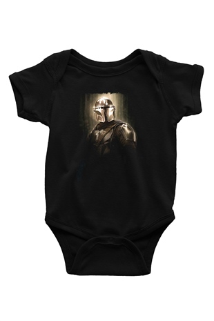 Mandalorian Baskılı Unisex Siyah Bebek Body - Zıbın