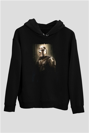 Mandalorian Baskılı Unisex Siyah Hoodie