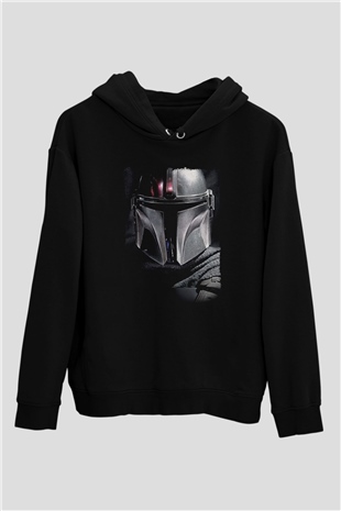 Mandalorian Baskılı Unisex Siyah Hoodie