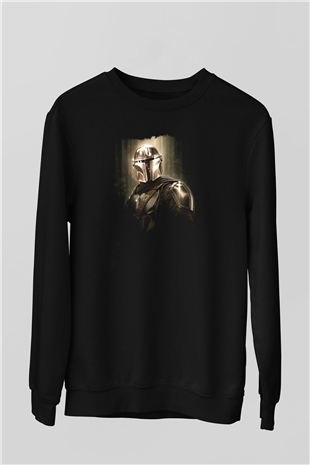 Mandalorian Baskılı Unisex Siyah Sweatshirt
