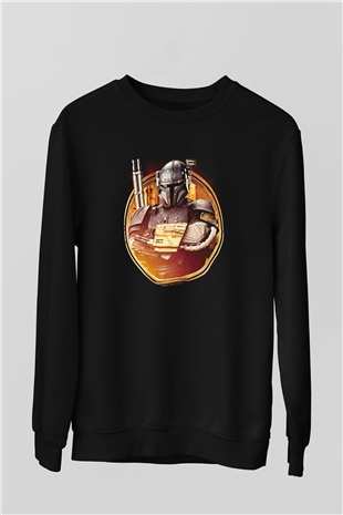 Mandalorian Baskılı Unisex Siyah Sweatshirt