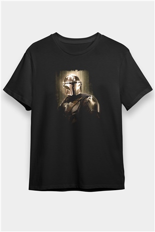 Mandalorian Baskılı Unisex Siyah Tişört - Tshirt