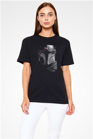 Mandalorian Baskılı Unisex Siyah Tişört - Tshirt