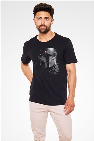 Mandalorian Baskılı Unisex Siyah Tişört - Tshirt