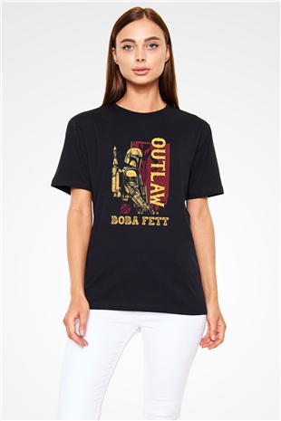 Mandalorian Baskılı Unisex Siyah Tişört - Tshirt