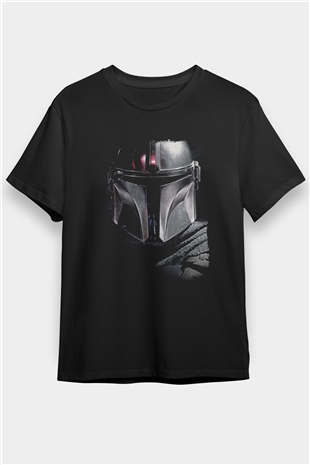 Mandalorian Baskılı Unisex Siyah Tişört - Tshirt