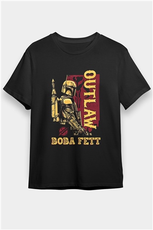 Mandalorian Baskılı Unisex Siyah Tişört - Tshirt