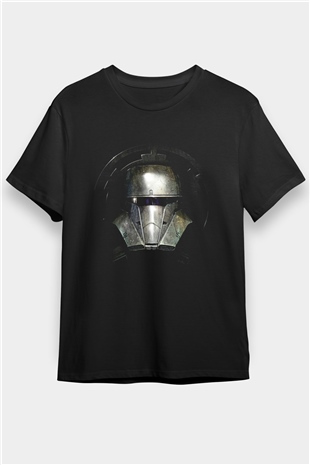 Mandalorian Baskılı Unisex Siyah Tişört - Tshirt
