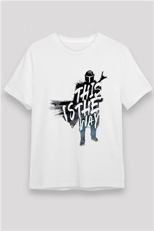 Mandalorian Unisex Baskılı Beyaz Tişört - Tshirt