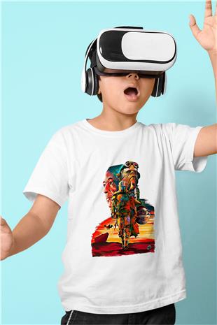 Mandolarian Baskılı Beyaz Unisex Beyaz Çocuk Tişört - Tshirt