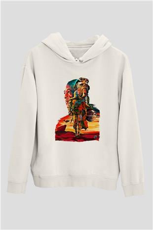 Mandolarian Baskılı Beyaz Unisex Hoodie