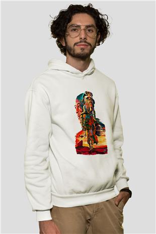 Mandolarian Baskılı Beyaz Unisex Hoodie