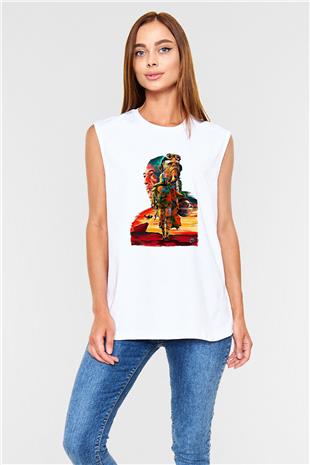 Mandolarian Baskılı Beyaz Unisex Kolsuz Tişört - Tshirt