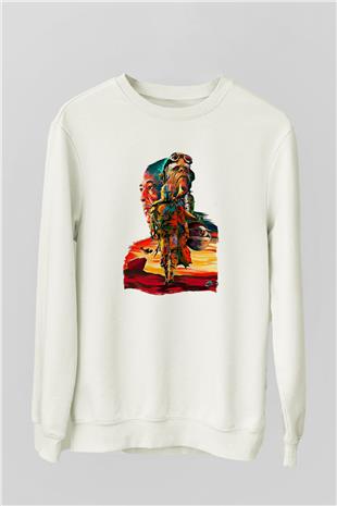 Mandolarian Baskılı Beyaz Unisex Sweatshirt