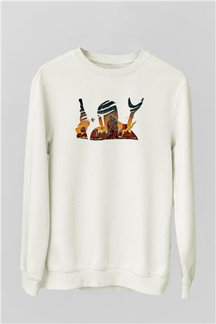 Mandolarian Baskılı Beyaz Unisex Sweatshirt