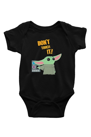 Mandolarian Baskılı Unisex Siyah Bebek Body - Zıbın