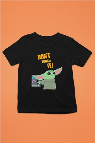 Mandolarian Baskılı Unisex Siyah Çocuk Tişört - Tshirt