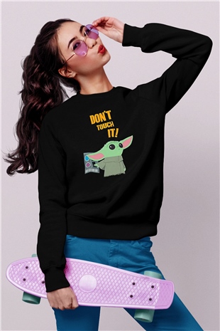 Mandolarian Baskılı Unisex Siyah Sweatshirt