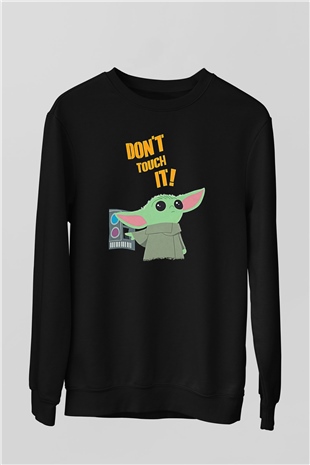 Mandolarian Baskılı Unisex Siyah Sweatshirt