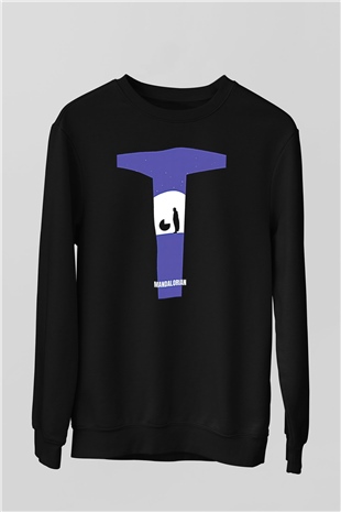 Mandolarian Baskılı Unisex Siyah Sweatshirt