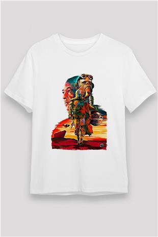 Mandolarian Unisex Baskılı Beyaz Tişört - Tshirt