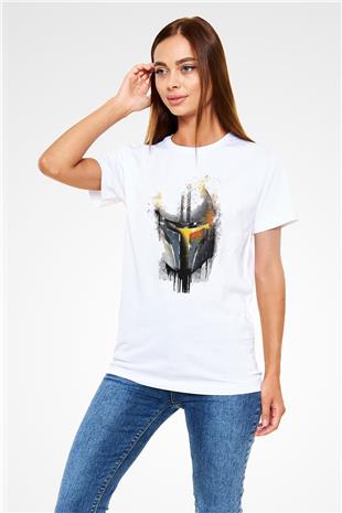 Mandolarian Unisex Baskılı Beyaz Tişört - Tshirt