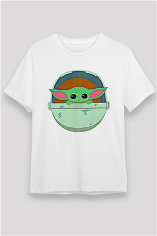 Mandolarian Unisex Baskılı Beyaz Tişört - Tshirt
