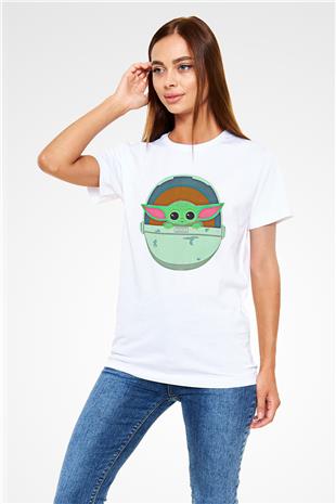 Mandolarian Unisex Baskılı Beyaz Tişört - Tshirt