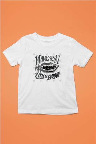 Maneskin Baskılı Beyaz Unisex Beyaz Çocuk Tişört - Tshirt