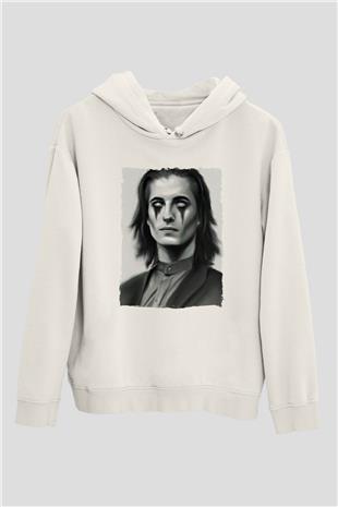 Maneskin Baskılı Beyaz Unisex Kapüşonlu Sweatshirt