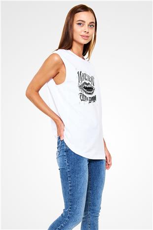 Maneskin Baskılı Beyaz Unisex Kolsuz Tişört - Tshirt