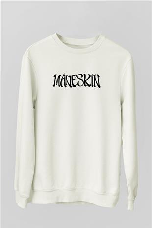 Maneskin Baskılı Beyaz Unisex Sweatshirt