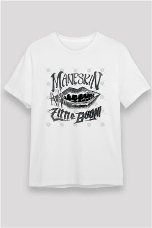 Maneskin Baskılı Unisex Beyaz Tişört - Tshirt