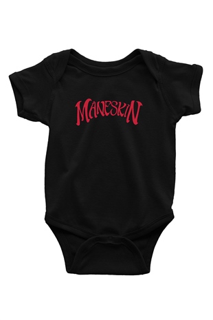 Maneskin Baskılı Unisex Siyah Bebek Body - Zıbın