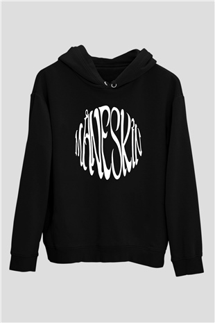 Maneskin Baskılı Unisex Siyah Kapüşonlu Sweatshirt