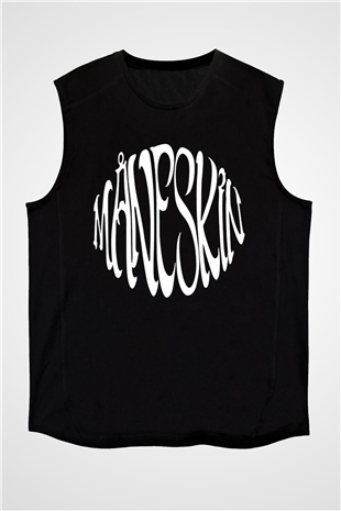 Maneskin Baskılı Unisex Siyah Kolsuz Tişört - Tshirt